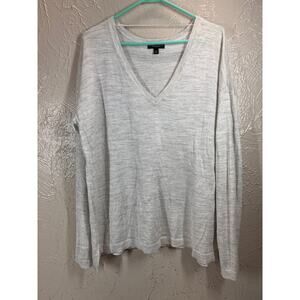 Lane Bryant Sweater V Neck Fine Merino Wool Womens Gray Metallic Plus Size 18/20